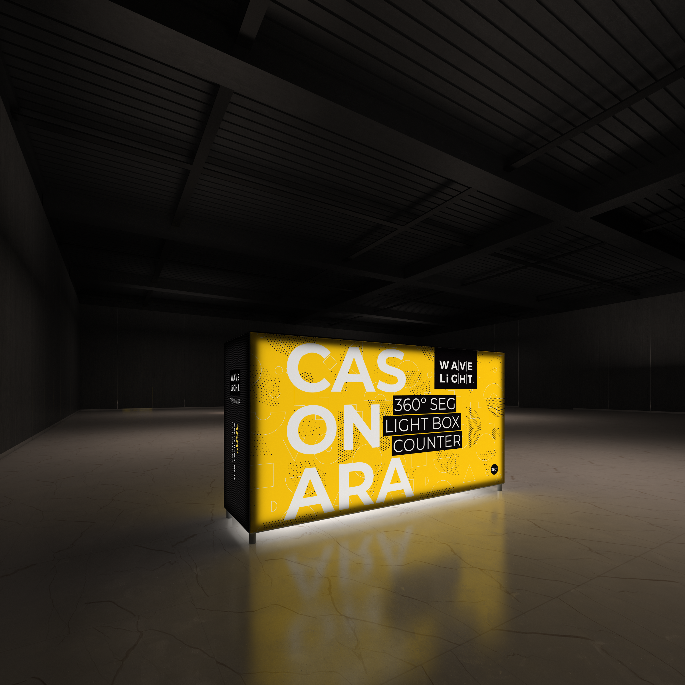360 Lightbox Counter - 2m W x 1m H x 0.5m D