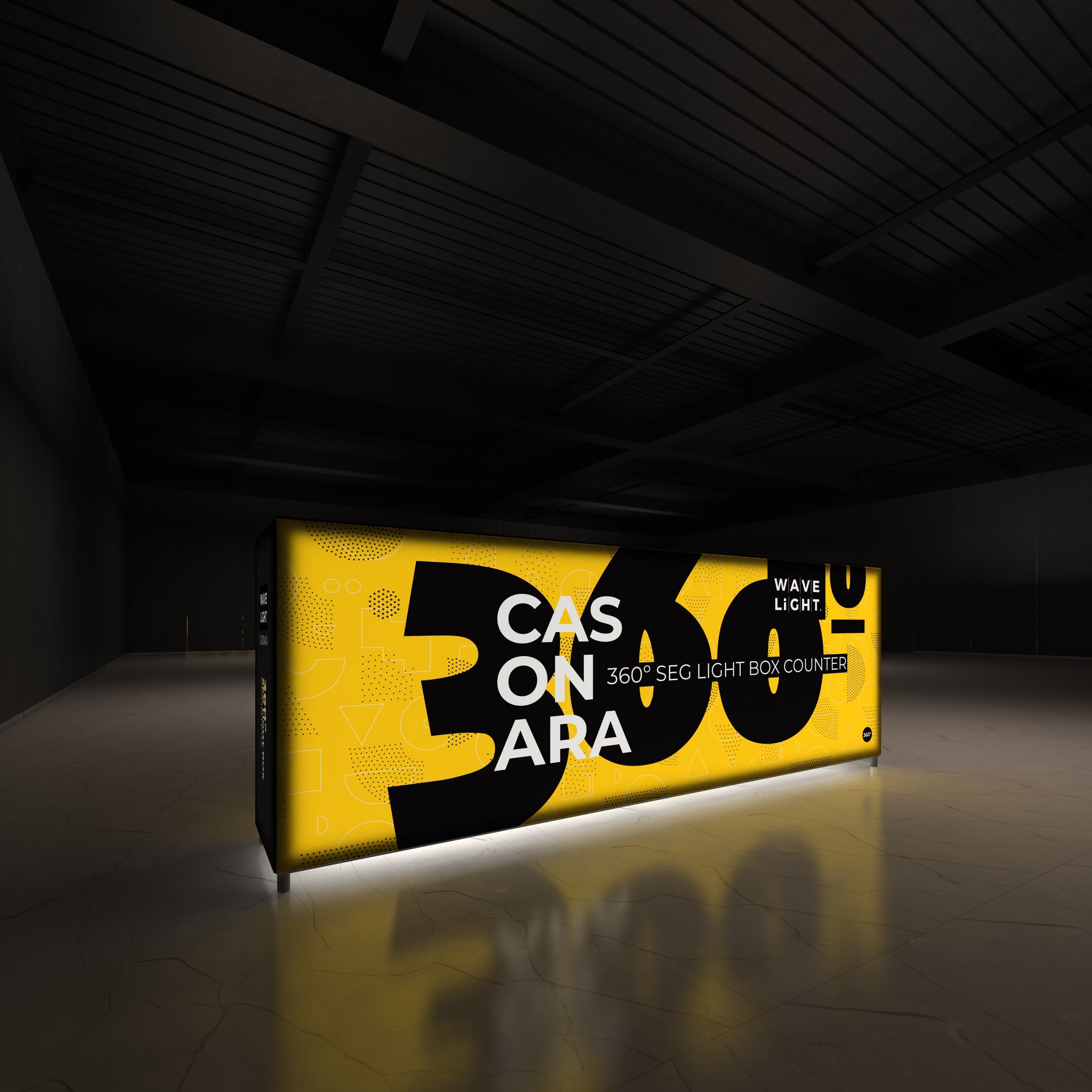 360 Lightbox Counter - 3m W x 1m H x 0.5m D